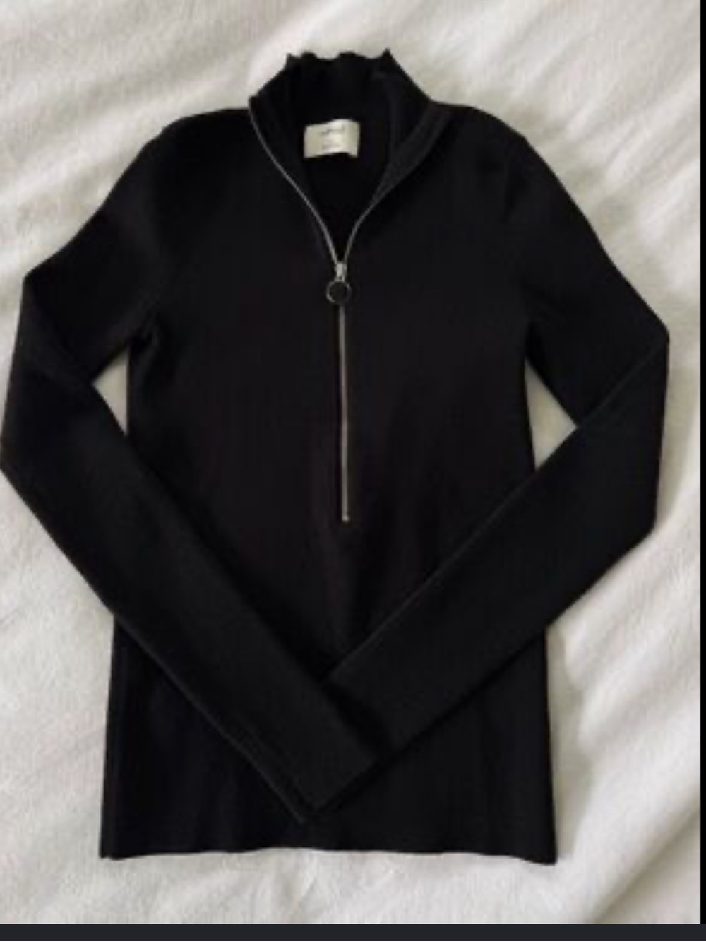 Aritzia Wilfred Soft Ribber Black Mod Neck Sweater
